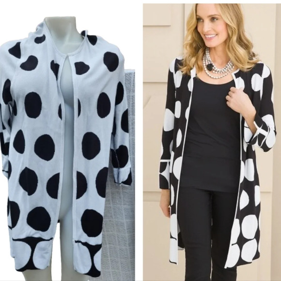 Chicos Polka‎ dot duster sweater.12-14 - Picture 1 of 14